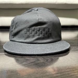 Vans Black Checkered Triple Black Cap One Size, Adjustable Back